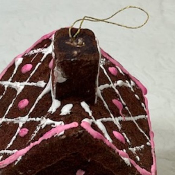 Vintage Gingerbread House Flocked Styrofoam Ornament Made In Japan 50's - Picture 12 of 12